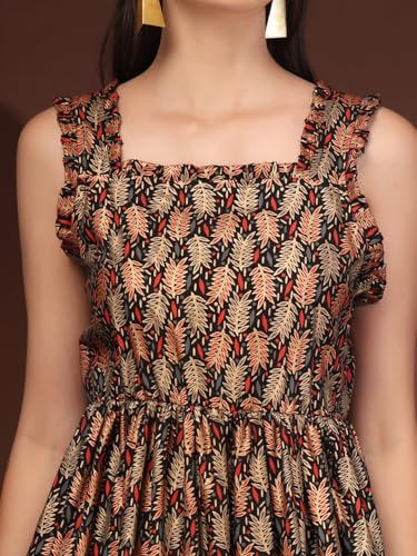 Image of Dress for Women | New Rayon Floral Printed Flared Maxi Dress for Women & Girl's