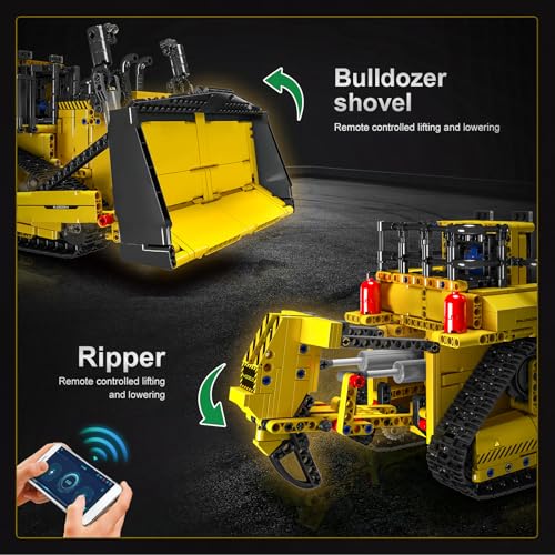 Mould King RC Bulldozer Building Set, Engineering Bulldozer Building Blocks - Image 3