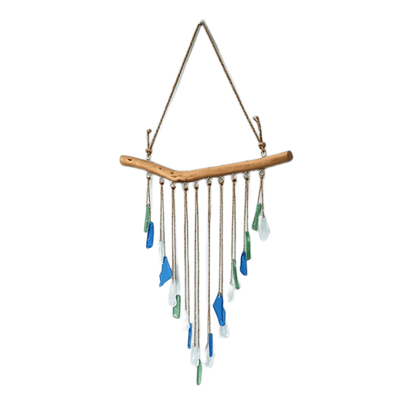 APGLSXY Sea Glass and Driftwood Wind Chimes Handcrafted Wind Chimes for Outside Oceans/Beach Themed Decors Housewarmings Gift Handcrafted Windchimes Suncatchers
