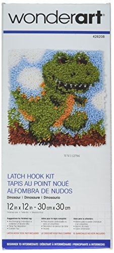Image of Wonderart Dinosaur Latch Hook Kit, 12 inch X 12 inch