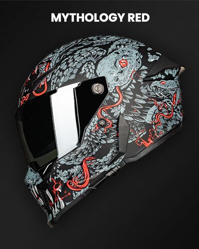 Image of ILM Motorcycle Helmets for Adult Men Women Full Face DOT ECE Powersports Dual Visor Street Racing Helmet with Pinlock Cascos para Motos Model MF509 (Mythology Red, 2XL)