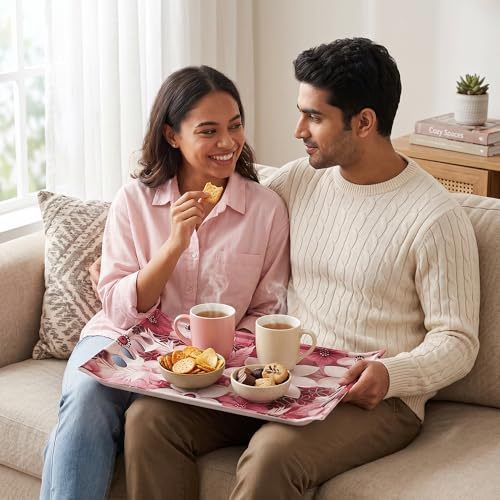 Image of U.P.C Tray Set for Serving /Serving Tray Set of 3 / Premium Printed Tray for Serving /Multi-Use Nashta Plate (Small, Medium & Large)