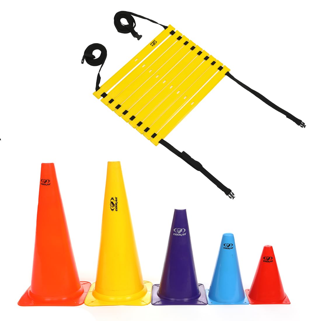 COUGAR Agility Training Combo Kit – 6 Marking Cones 6 Inch and 4 Meter Nebura Speed Ladder for Fitness, Sports Coaching, Football Drills, Quick Feet, Agility and Reaction Training-image-40