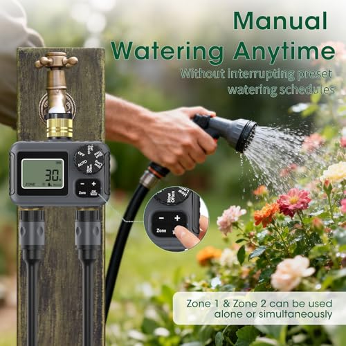 Vannes d'irrigation de jardin à double débit avec écran LCD étanche