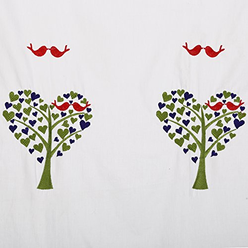 Image of LINENWALAS Cotton Motif Grommet Long Doors Curtain, Long Doors 9 Feet, Green, Pack of 2