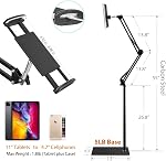 Tablet Floor Stand, Overhead Camera Phone Mount Angle Height Adjustable Holder, Universal Floor Stand Compatible with iPhone iPad Pro Air Mini, Samsung Tab, Kindle, E-Readers