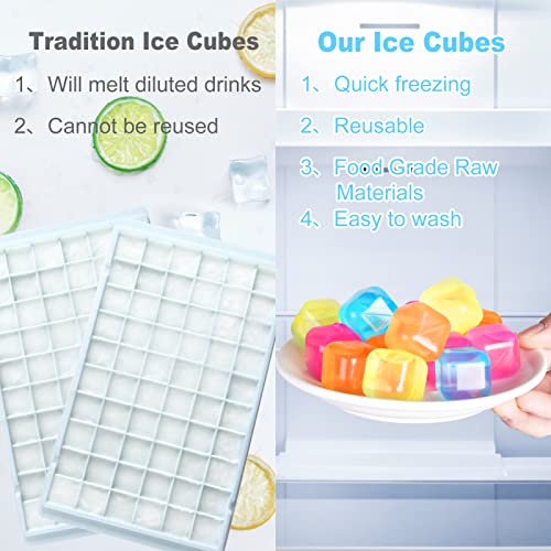 80 Pack Reusable Ice Cube, Colorful Plastic Squares Ice Cubes, Washable Refreezable Ice Cube For Drinks, Whiskey, Coffee #TOP1