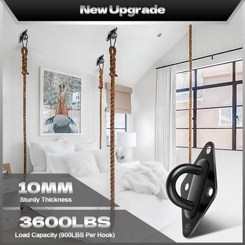 Heavy-Duty-Hammock-Hooks-Hanging-Kit-Hook-and-Eye-Pad-Eye-Hook-Set-with-M10-304-Stainless-Steel-Eye-Hooks-Snap-Hooks-and-Screws-for-Wall-or-Ceiling-Mount-Indoor-Outdoor