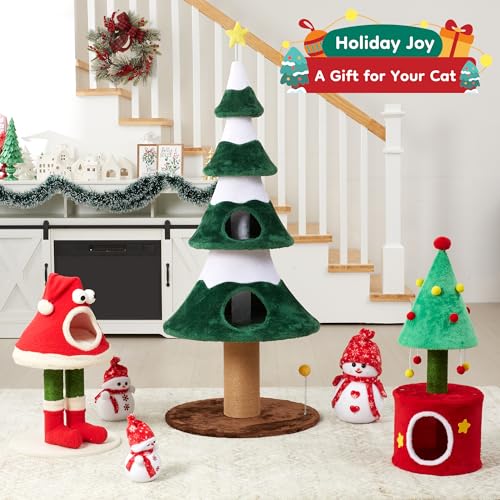 Torre para gatos interior con rascador y cama, roja miniatura 4
