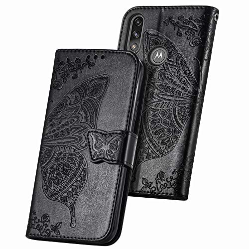 BAIDIYU Funda para Motorola Moto E7i Power, Efectivo y Tarjetas Ranuras, Estuche Tipo Billetera de Cuero PU de Lujo con Tapa, Funda Carcasa para Motorola Moto E7i Power.(Negro)