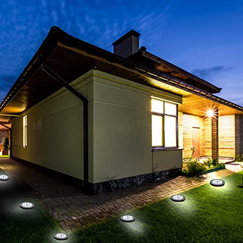 Xsuper Solar Ground Lights, 8 Led Solar Garden Lights, Waterproof In-Ground Outdoor Landscape Lights, 8 Packs Solar Powered Disk Lights For Patio Pathway Lawn Yard Deck Driveway Walkway #TOP6