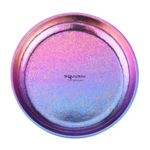 SOUUXIU Portable Titanium Camping Plate 800ml Salad Plate Lightweight Barbecue Plate for Picnic Party Backpacking