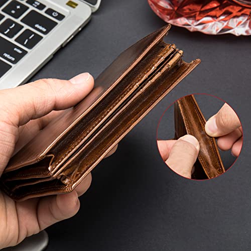 Mens Leather Bifold RFID Vertical Wallet Extra Large Capacity Card Holder with 16 Slots and ID Window2