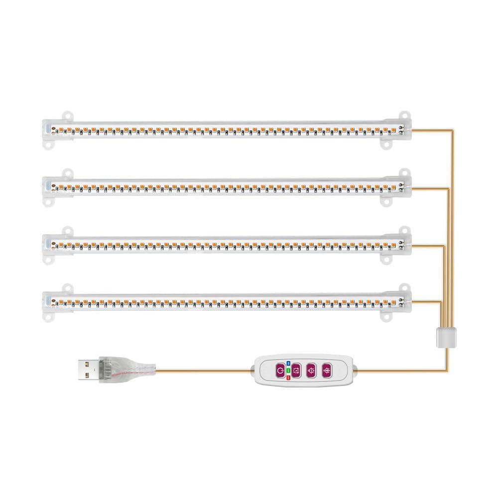 Lampa do roślin, 1/2/3/4 listwy LED do uprawy roślin doniczkowych USB pełnozakresowa lampa fito z możliwością przyciemniania timer sadzonki warzywa lampa do uprawy kwiatów(30CM(One Tows Four))