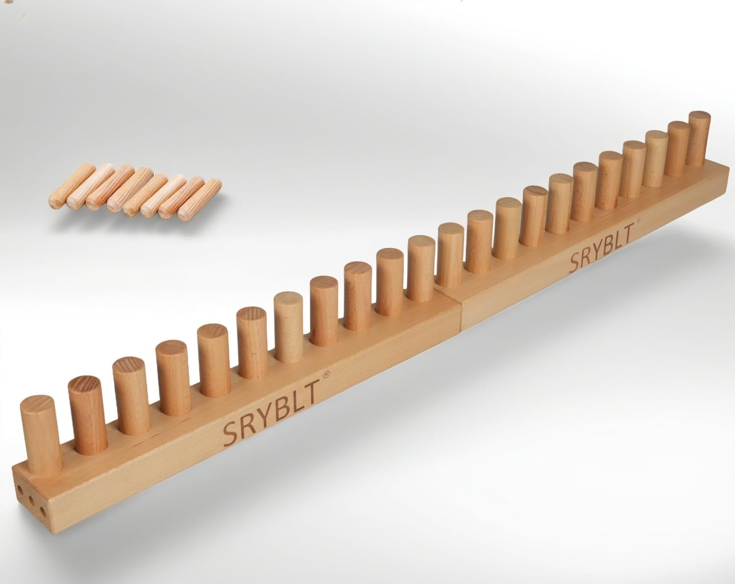 2-Pack DIY Chunky Knit Blanket Loom, 30.2-inch Long Beech Wood Base with Solid Wood Pegs, Stackable for Portability, Expandable Connections, and Clear Coating