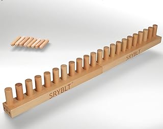 2-Pack DIY Chunky Knit Blanket Loom, 30.2-inch Long Beech Wood Base with Solid Wood Pegs, Stackable for Portability, Expandable Connections, and Clear Coating