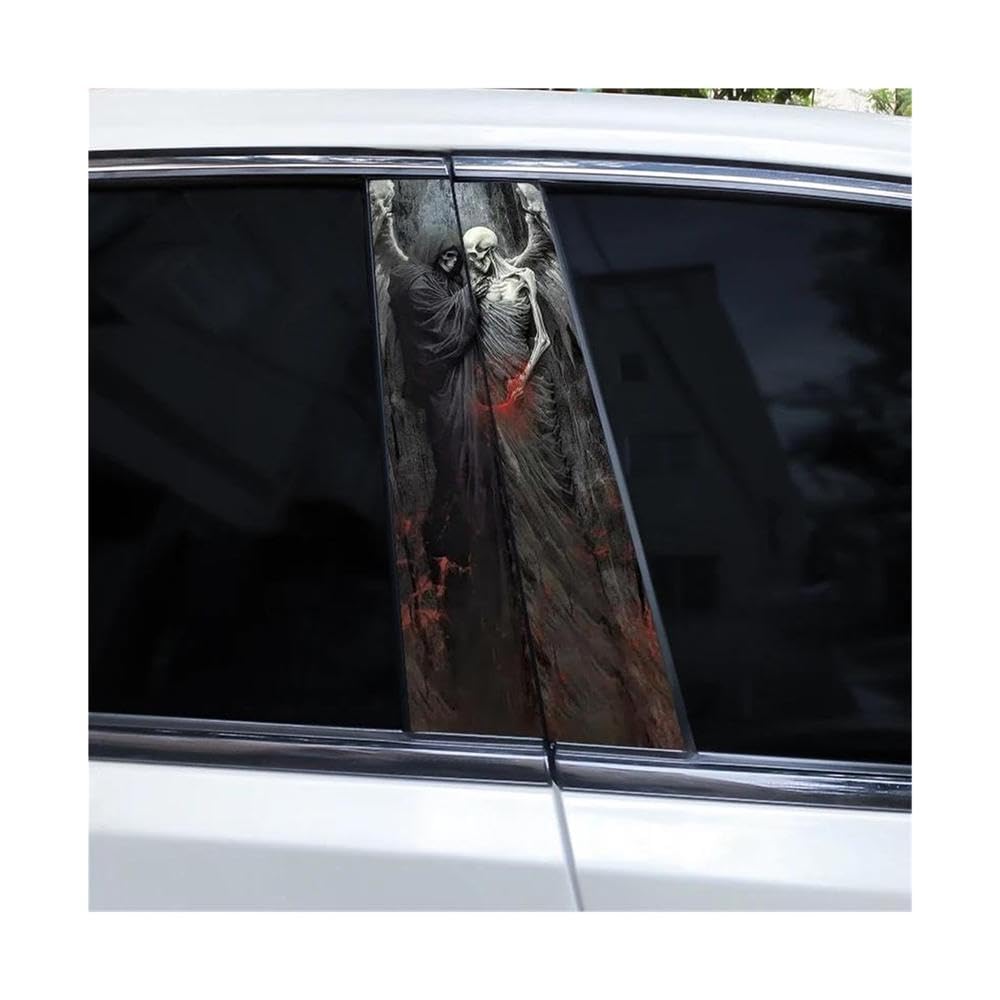 Car Parts 2pcs Grim Reaper Car B-Pillar Sticker DIY Vinyl Waterproof Car Door Pillar Decal(H)