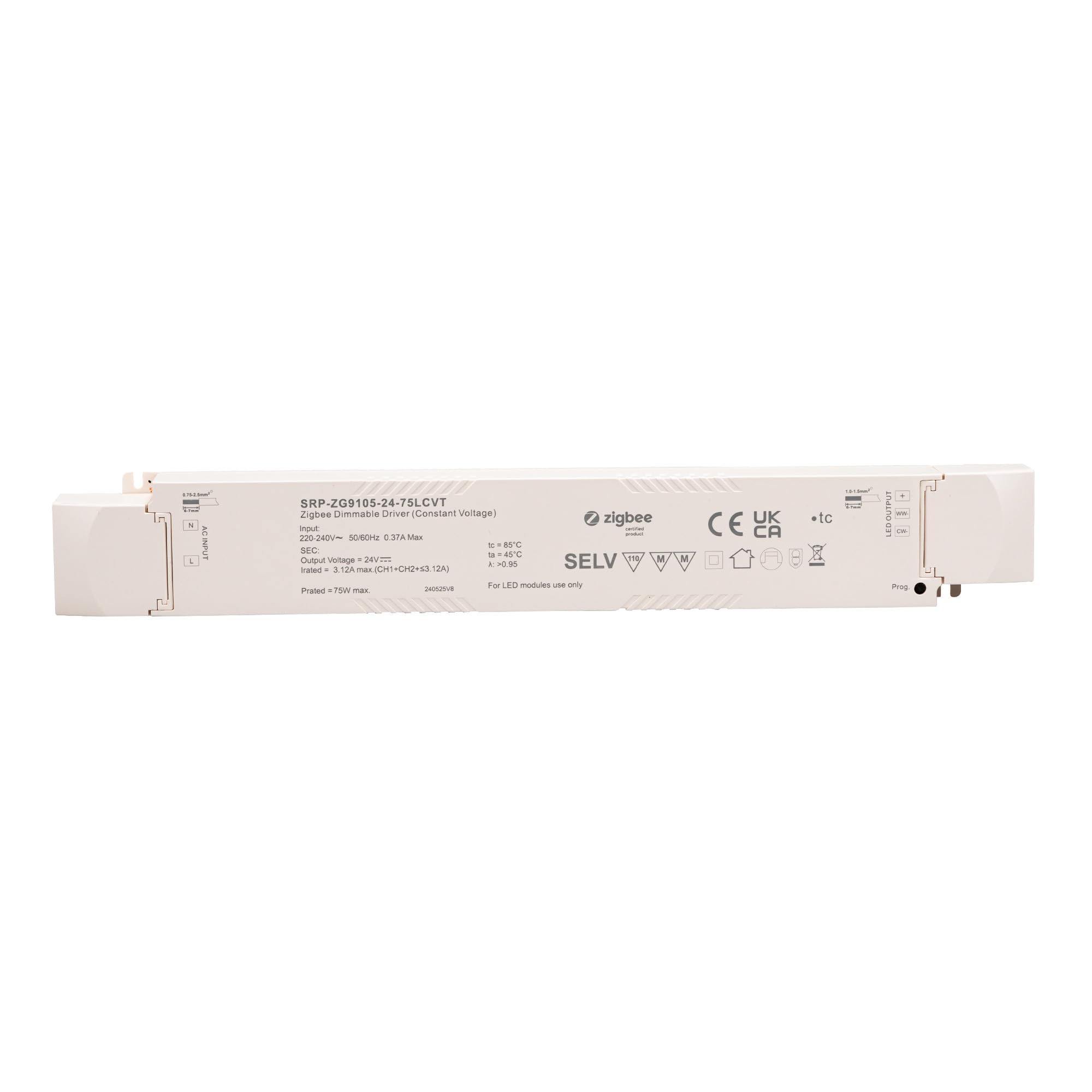 CONNEX 75W 24V ZigBee CCT Constant Voltage LED Dimmable Driver SRP-ZG9105-24-75LCVT