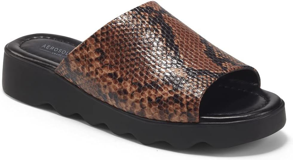 Aerosoles Women's WANZA Wedge Sandal, Brown Snake, 10.5