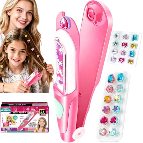 Hair Gem Stamper Kit 2026 Upgraded Hair Gems for Girls Bling Hairs Jewels for Girls Toys Hair Styling Tool with Reusable Shining Diamonds Birthday Arts & Crafts Gift for 5-12 Year Old Girl