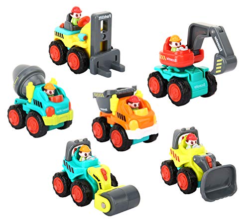Zooawa Ensemble Jouet de Camion, [6 PCS] Véhicules de Construction, Jouets de Voiture Mini Éducatif pour Bébés Garçons Enfants, Tracteur, Bulldozer, Camion de Bétonnière, Camion à Benne - Coloré