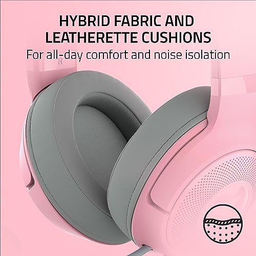 Image of Razer Kraken Kitty V2 - Wired RGB Headset with Kitty Ears (Stream Reactive Lighting, HyperClear Cardioid Mic, Triforce 40mm Drivers, 7.1 Surround Sound) Quartz Pink-RZ04-04730200-R3M1