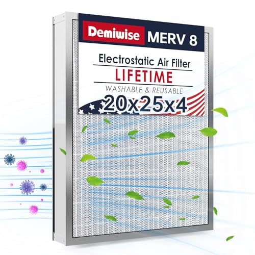 Image of 20x25x4 Washable Electrostatic Air Filter, MERV 8 Aluminum AC /HVAC Furnace Filter, Reusable Permanent Air Filter, Lasts a Lifetime, Increases Airflow(Actual Size:19.37 inchx 24.37 inchx 3.58 inch)