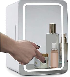 2 En 1 Maquillage Miroir Frigo De Soin De La Peau Avec Lumière LED, Portable Compact Portable Plus Froid Mini Réfrigérateur Pour Chambre À Coucher, Bureau, Voiture Pour Soins De La Peau Et Cosmétiques