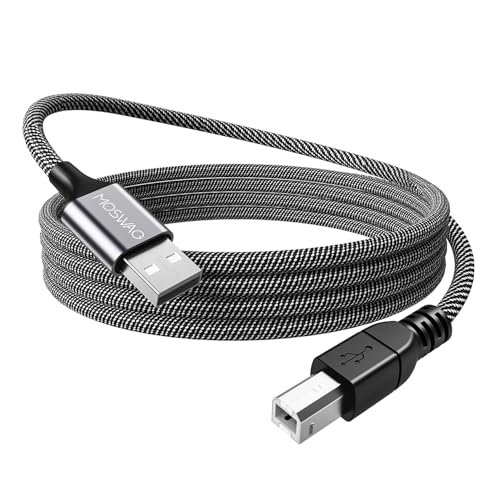 MOSWAG Câble Imprimante 2M, USB 2.0 A vers B - Nylon Tressé - Compatible avec HP, Canon, Dell, Brother, Xerox, Epson, Samsung et Plus (Cordon Scanner,...