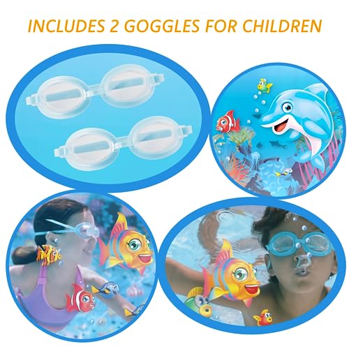 Summer Waves Pool, Aufblasbarer Abnehmbarer Pool, Familienpool, Gartenpool, 3D-Rundpool, Inklusive 2 Schwimmbrille, 2,44 M x 76 cm