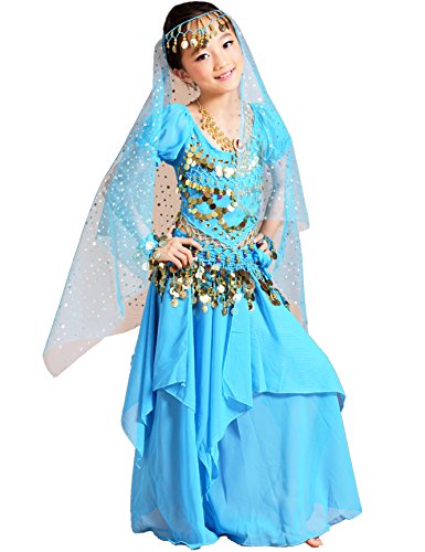 Astage Girls Halloween Costume Princess Dance Sets Sky Blue L 9 to 10 Years