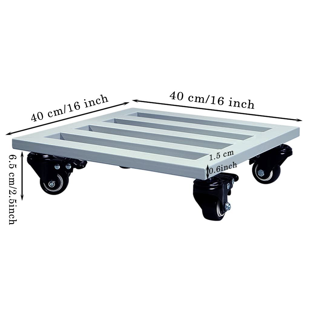 Soporte para Plantas de Metal para Exteriores, Soporte Cuadrado de Hierro con Ruedas para Trabajo Pesado, Base de Rodillos para Plantas de Interior, Carro para Plantas con Freno para Plantas