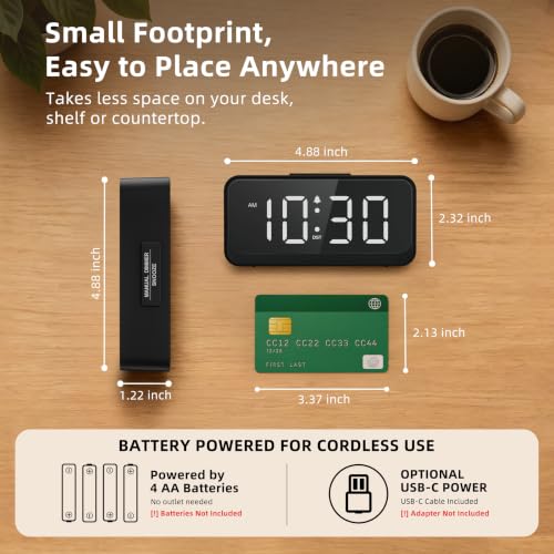 Battery Operated Small Alarm Clock: Compact Cordless Design - Image 2
