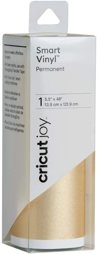 Cricut Smart Permanent Vinyl 5.5in x 48in, Shimmer Gold for Joy machine - matless cutting for shapes up to 4ft, repeated cuts up to 20ft