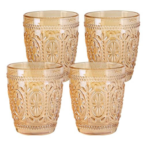 abrwyy Amber Glassware set of 4 Vintage Drinking...