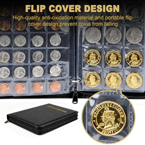 Álbum para colección de monedas 360 bolsillos negro miniatura 5