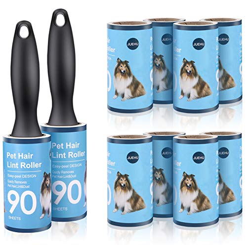 juehu Rullo di lanugine da 2 Manici e 10 ricariche Fogli Rulli adesivi leva peli lint roller Rotoli...