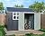 VanAcc 10x8x8 FT Shed 4-pane Window Nordic Cottage Storage Shed Outdoor Metal Garden House Double Hinged Lockable Doors for Backyard Garden Patio Lawn Dark Grey/White