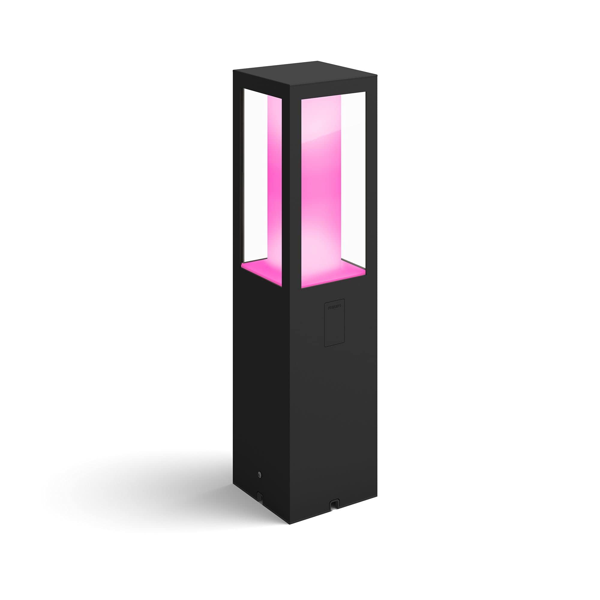 Philips Hue White and color ambiance Zewnętrzna lampa stojąca Impress (czarna, niska), 16 mln kolorów, wiele odcieni bieli, inteligentne oświetlenie