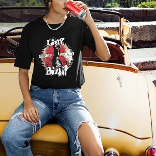Unisex Limp Rock Bizkit Personalized Printing Tour 2024 T-Shirt Vintage 90s y2k Hip Hop Desing Music Fan Male T Shirt (XL, Black)4
