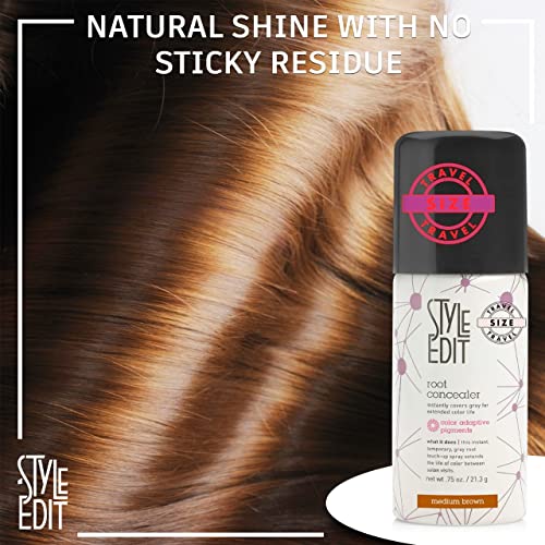 Root Touch Up Spray - Medium Brown Hair Color For Gray Hair Coverage - Non-Residue Root Concealer With Mess-Free Nozzle - 0.75 Oz. Travel Size Root Cover Up Spray For Women And Men #TOP5