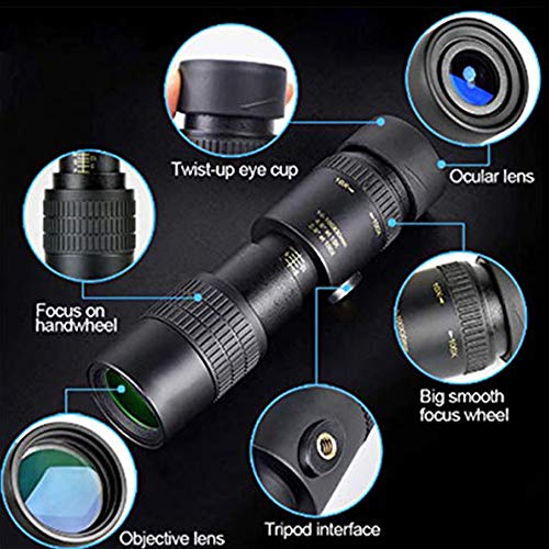 Telescópio monocular, supertelefoto zoom 4K 10-30x40mm com tripé suporte para telefone, para viagens