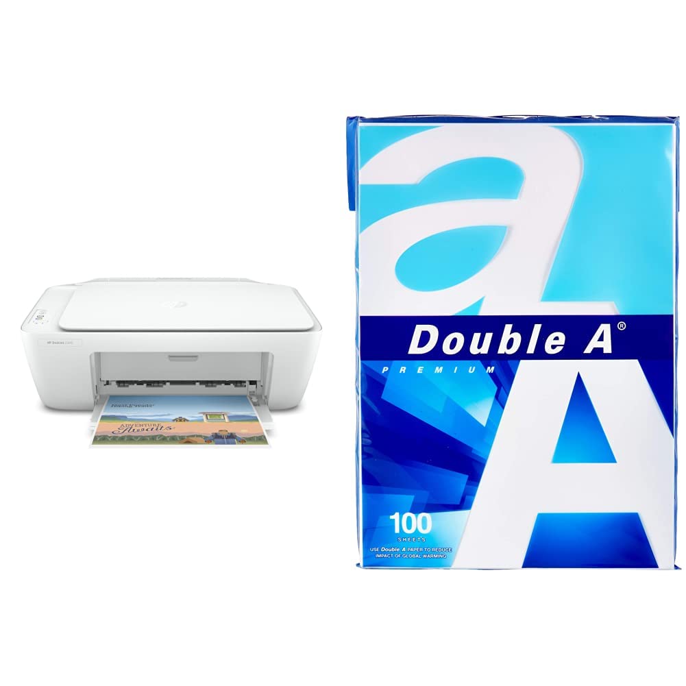 HP DeskJet 2320 All-in-One Printer, USB Plug and Print, scan, and copy - White [7WN42B ] & - Printer Copy Paper, Size A4, GSM 80, 100 Pages Ream