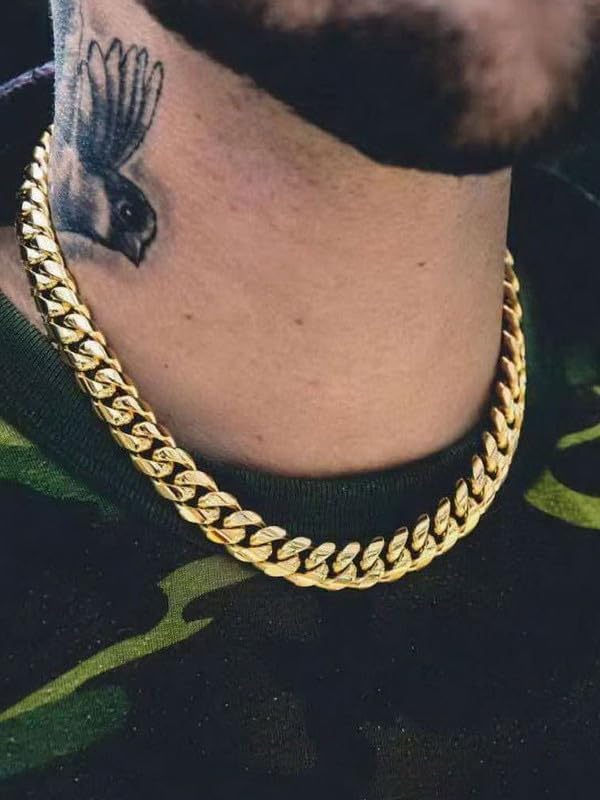 ChainsHouse Miami Cuban Chain Necklace for Men Women, 3mm/6mm/9mm/12mm Width, 316L Stainless Steel/14K Gold/Black Plated, Hypoallergenic Mens Hip Hop Chain, 14"/18"/20"/22"/24"/26"/28"/30" - Image 5