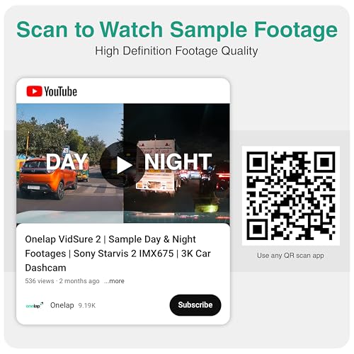 Image of Onelap Vidsure 2 (2026 Front + Rear) - 3K UHD Dashcam for Car | Real STARVIS 2 IMX675 (Super Night Vision) | 5MP 3K UHD Front | 2MP 1080p FHD Rear | 3.2 inch LCD | 5.8Ghz WiFi | HDR