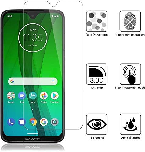3 Pack LϟK Screen Protector Compatible for Motorola Moto G7, Tempered-Glass 9H Hardness, Case Friendly, Not For Moto G7 Power, Installation Tray - Gray
