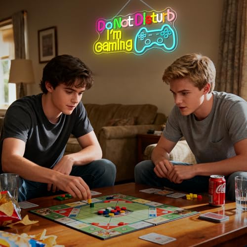 Image of Do Not Disturb I AM Gaming Neon Sign Bright Large Colored Dimmable LED Headset Gamer Light and USB Powered Headphone Light Up Game Signs for Game Zone Video Room Boys' Bedroom Wall Decor