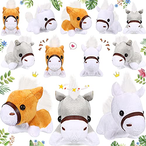 12 Pieces Stuffed Horse Toy Mini Plush Toy Horses Stuffed Animals Plush Realistic Horses Cute Colorful Stuffed Horses Toys Animals for Kids Toddlers Party Favors Holiday Supplies, 3.2 x 3 Inch (Cute)