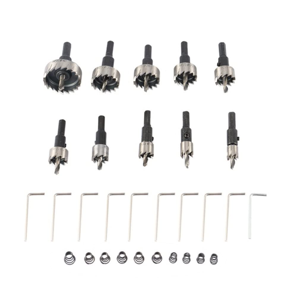 Juego de brocas de sierra de agujero de 10 piezas, juego de brocas de acero HSS, herramienta para madera, metal, aleación de madera, 12-40 mm, negro