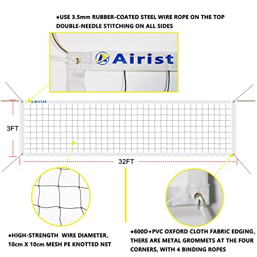 Airist Professional Heavy Duty Volleyball Net, 32x3FT Portable